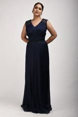 Navy Blue Embellished Gown