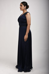 Navy Blue Embellished Gown_SUB9849