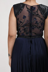 Navy Blue Embellished Gown_SUB9856