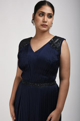 Navy Blue Embellished Gown_SUB9859