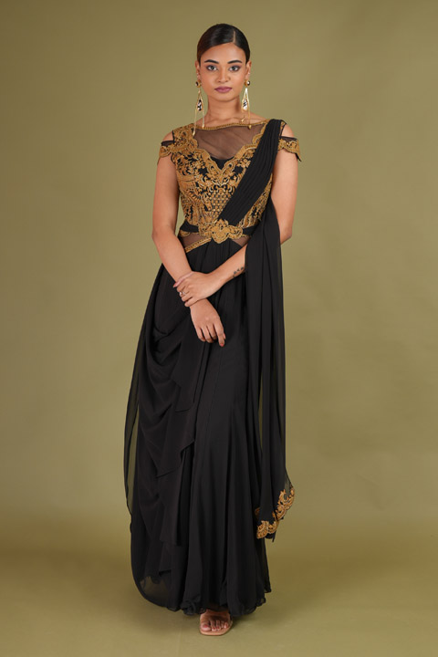 Black Saree Gown