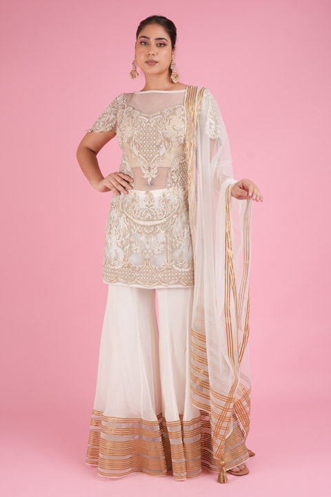 Ivory Embroidered Kurta Set