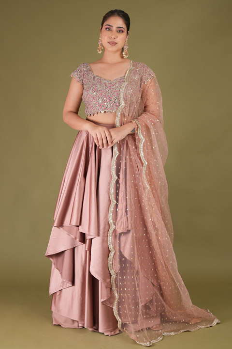 Layered Satin Lehenga