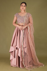 Layered Satin Lehenga