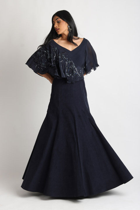 Navy Blue Cape Gown