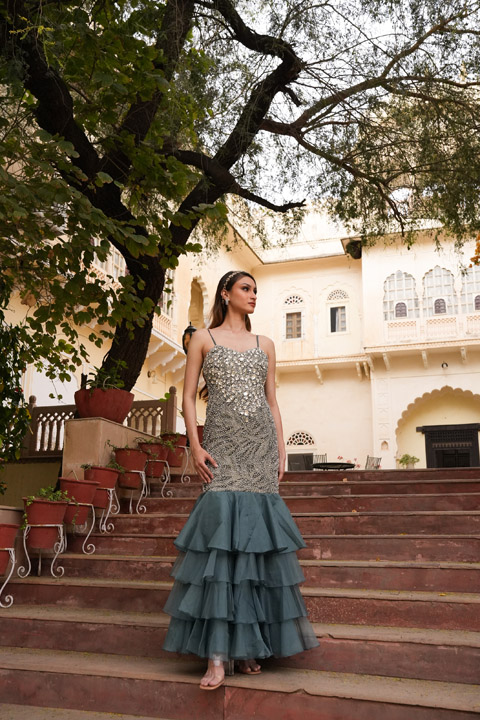 Heavy Embroidered Mermaid Gown