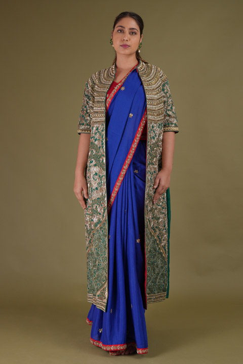 Blue Embroidered Saree