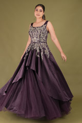 Purple Crystal Embellished Gown