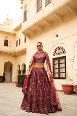 Maroon Foil Gota LehengaDSC04607