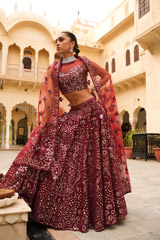 Maroon Foil Gota Lehenga
