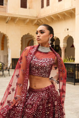 Maroon Foil Gota LehengaDSC04613