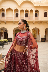 Maroon Foil Gota LehengaDSC04621