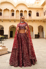 Maroon Foil Gota LehengaDSC04623