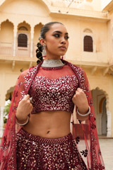 Maroon Foil Gota LehengaDSC04624