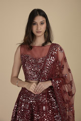 Maroon Foil Gota Lehenga_SUB7914