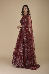 Maroon Foil Gota Lehenga_SUB7918