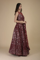 Maroon Foil Gota Lehenga_SUB7919