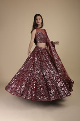 Maroon Foil Gota Lehenga_SUB7921