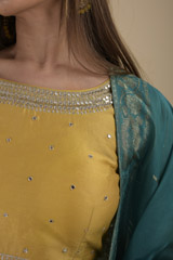 Yellow Mirror Embroidered Lehenga_DTR9067