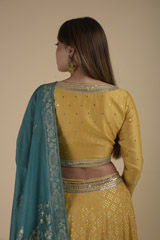 Yellow Mirror Embroidered Lehenga_DTR9068