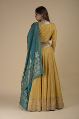Yellow Mirror Embroidered Lehenga_DTR9071