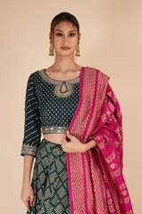 Teal Zari Embroidered LehengaDSC07849