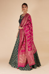 Teal Zari Embroidered LehengaDSC07850