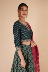Teal Zari Embroidered LehengaDSC07852