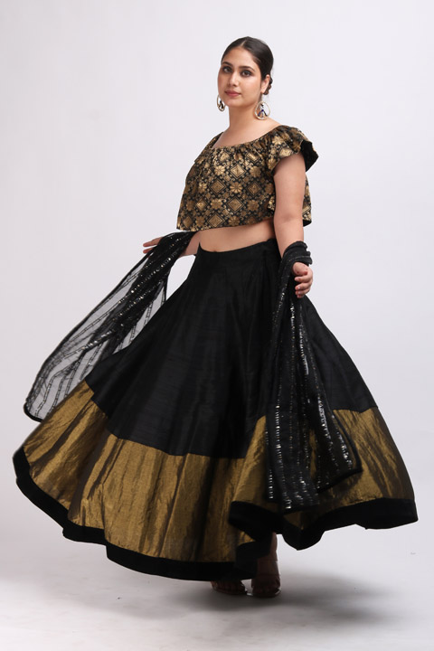 Black Silk Zari Lehenga