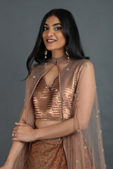 Brown Gajji Printed Silk Top Bottom SetIMG_1808