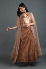 Brown Gajji Printed Silk Top Bottom SetIMG_1814