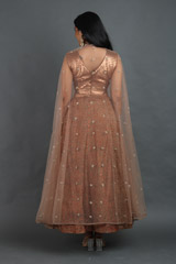 Brown Gajji Printed Silk Top Bottom SetIMG_1818