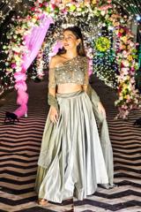 Olive Emblished Lehenga1