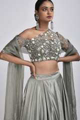 Olive Emblished Lehenga_SUB8158