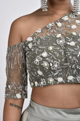 Olive Emblished Lehenga_SUB8164