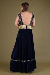 Royal Blue Skirt with Fringe BlouseDSC03045