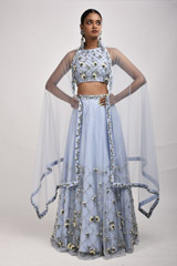 Blue Embellished Lehenga4609_video