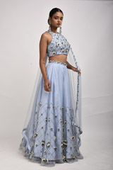 Blue Embellished Lehenga_SUB8185