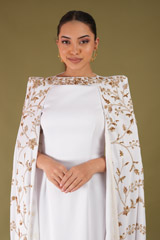 White Gown With Embroidered CapeDSC04737