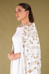 White Gown With Embroidered CapeDSC04739