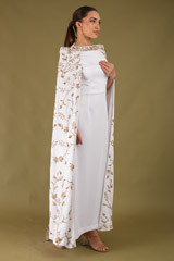 White Gown With Embroidered CapeDSC04741
