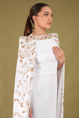 White Gown With Embroidered CapeDSC04742