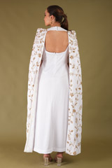 White Gown With Embroidered CapeDSC04743