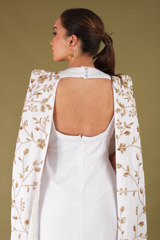 White Gown With Embroidered CapeDSC04744