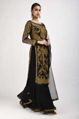 Black Embroidered Kurta Set_SUB9685