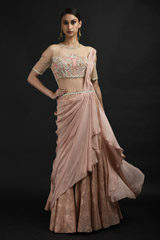 Peach Embellished Saree Gown