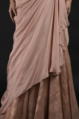 Peach Embellished Saree Gown_SUB9392