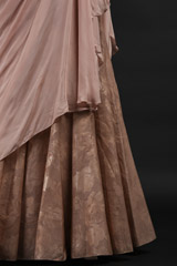 Peach Embellished Saree Gown_SUB9393