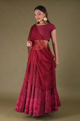 Wine Floral Embellished Lehenga
