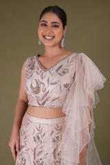 Pink Net Embroidered LehengaDSC04294